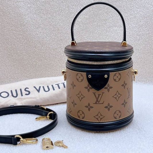 Louis Vuitton Cannes Bucket Bag Small Reverse Monogram Coated Canvas Shoulder Bag Microchip 050150500659