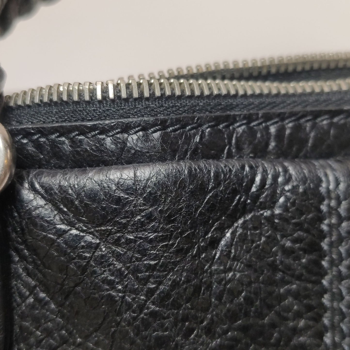Preloved Balenciaga Waxed Leather Solid Studded Zip Mother-Daughter Crossbody Shoulder Bag 250430781173099