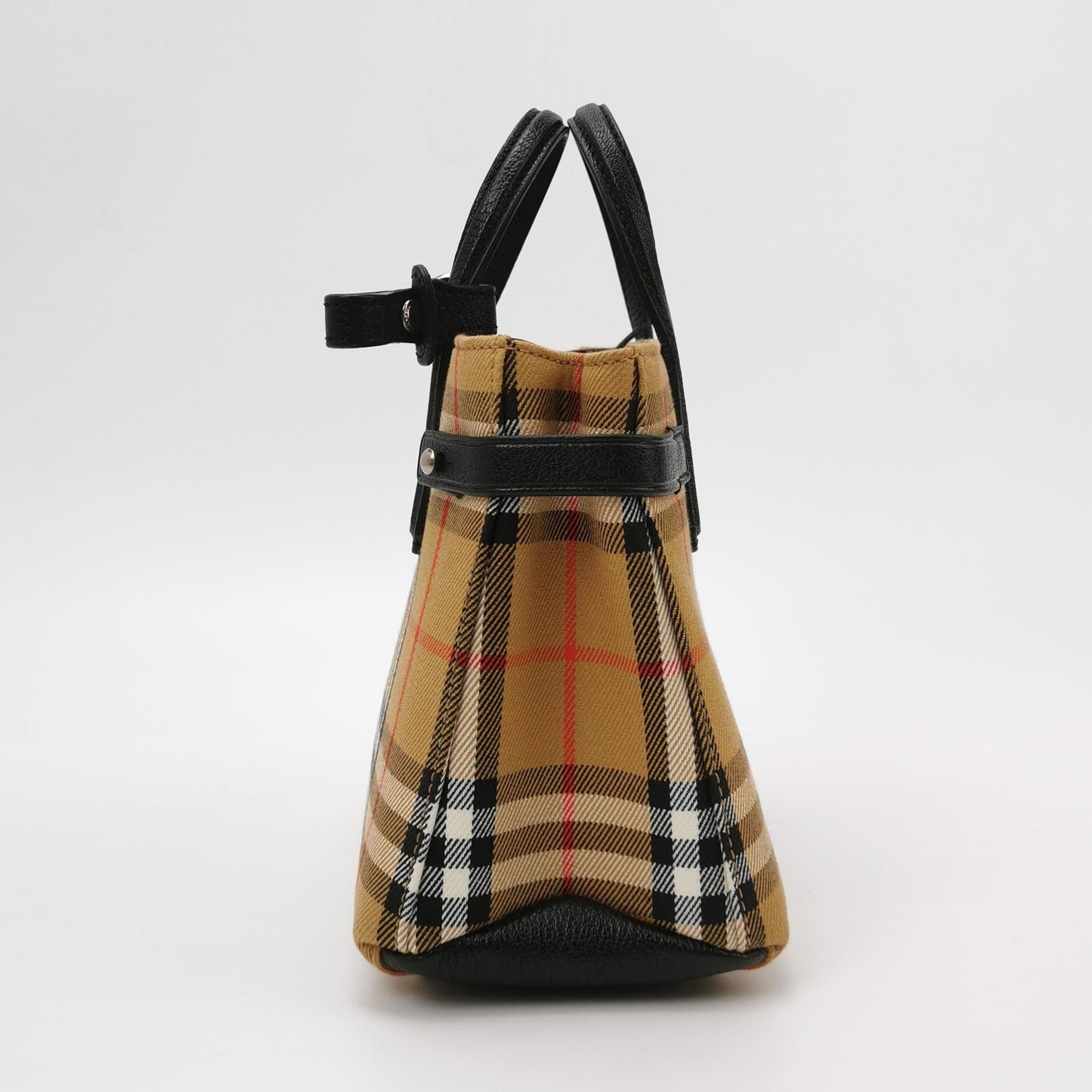 Preloved Burberry The Banner Mini Vintage Check Leather and Canvas Shoulder Bag 250502781175351