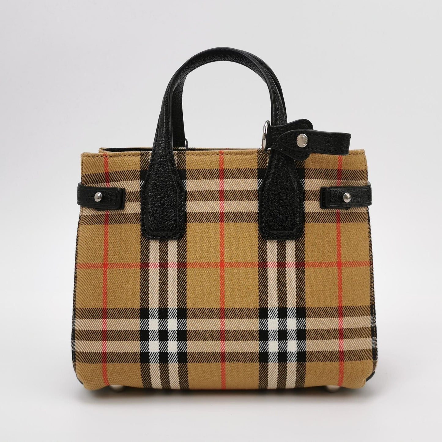 Preloved Burberry The Banner Mini Vintage Check Leather and Canvas Shoulder Bag 250502781175351