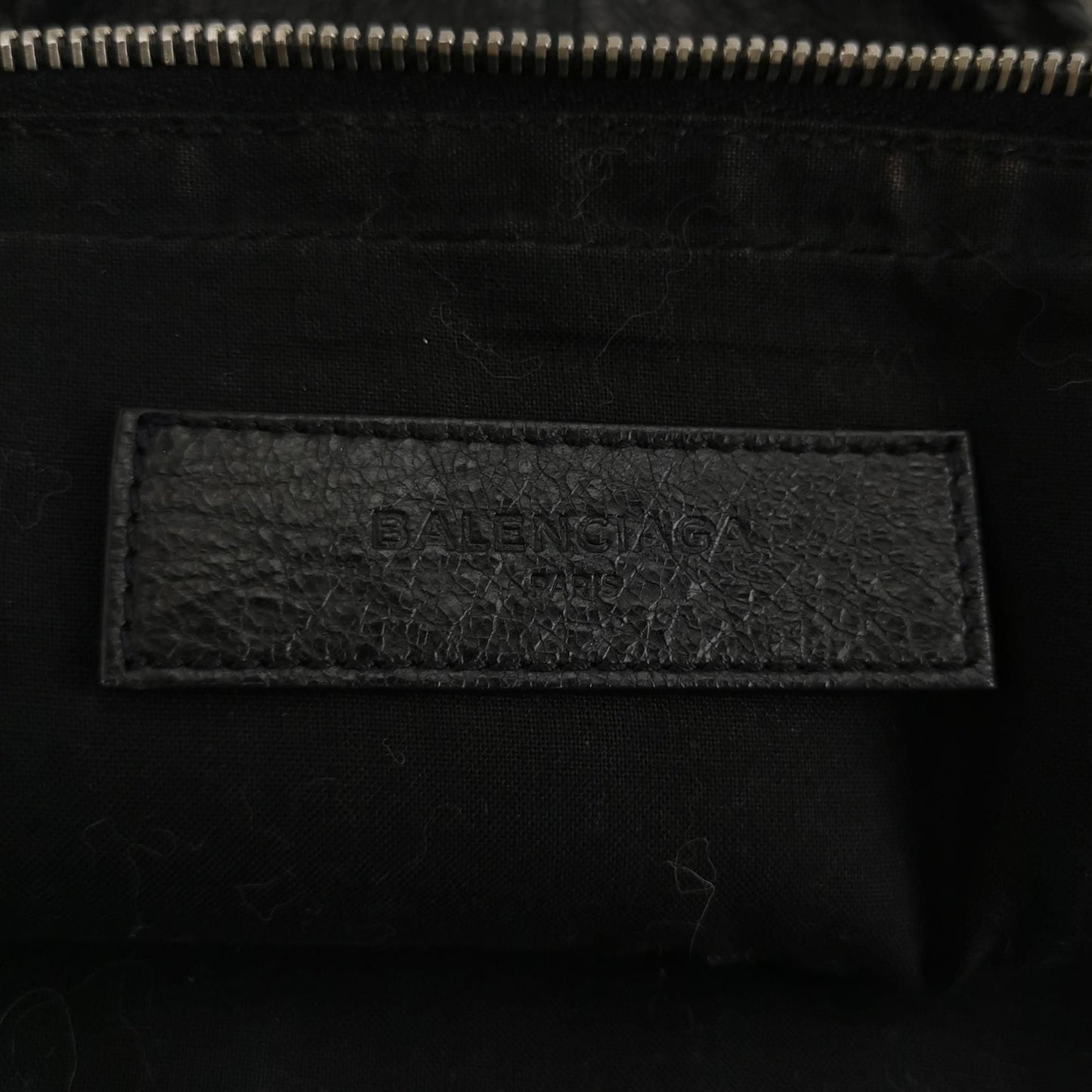 Preloved Balenciaga Waxed Leather Solid Studded Zip Mother-Daughter Crossbody Shoulder Bag 250430781173099
