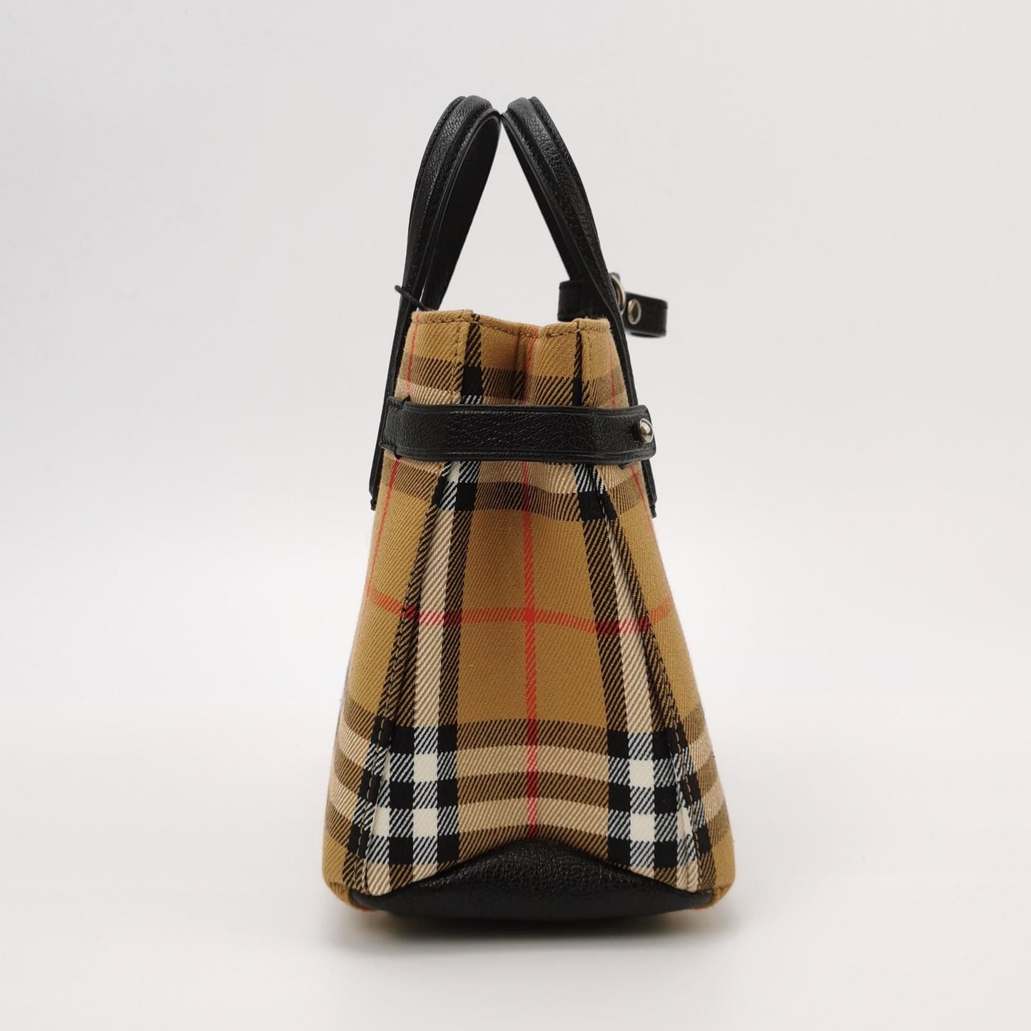 Preloved Burberry The Banner Mini Vintage Check Leather and Canvas Shoulder Bag 250502781175351