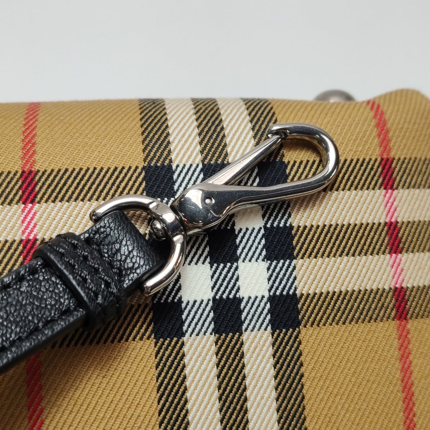 Preloved Burberry The Banner Mini Vintage Check Leather and Canvas Shoulder Bag 250502781175351
