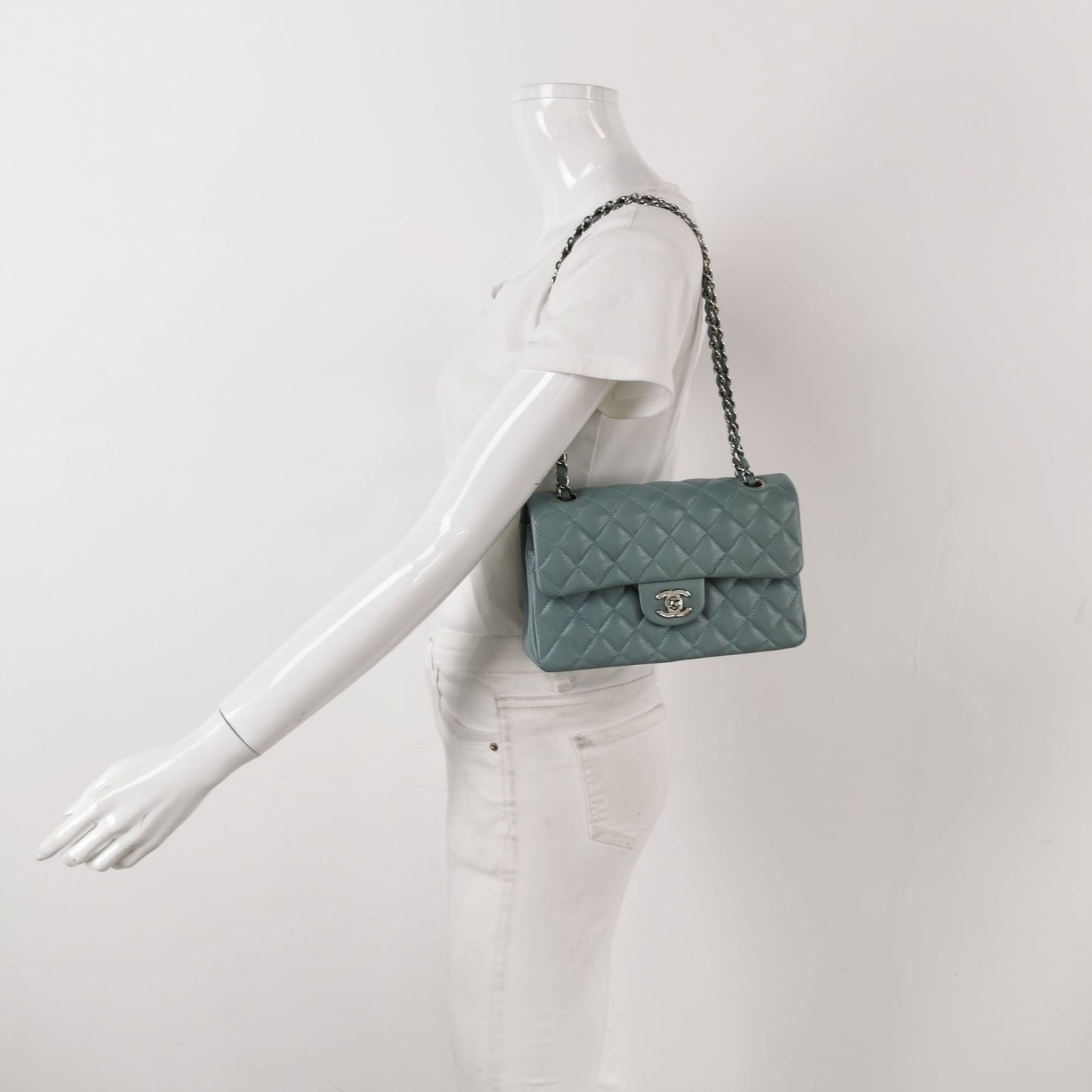 Preloved Chanel Classic Flap Seasonal Limited Edition Small Calfskin Quilted CC Turnlock Chain Shoulder Bag