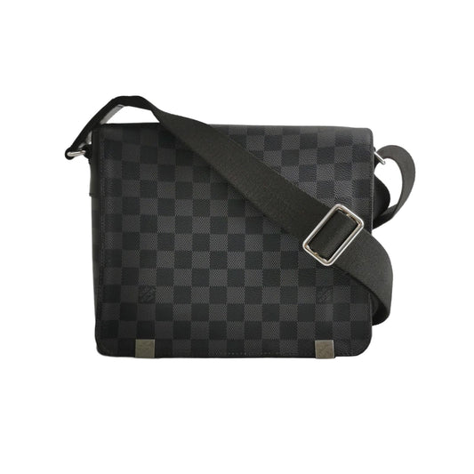 Louis Vuitton District Leather Checkerboard Flap Shoulder Bag 250501781174269