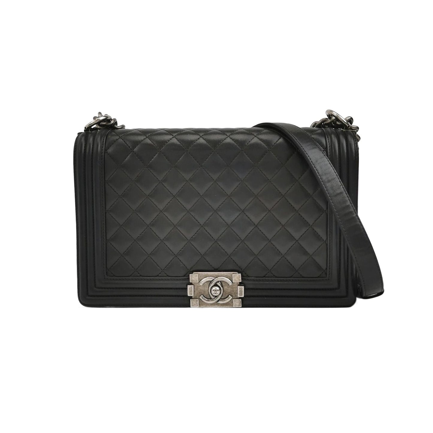 Chanel Leboy Classic Large Lambskin Quilted CC Lock Shoulder Bag