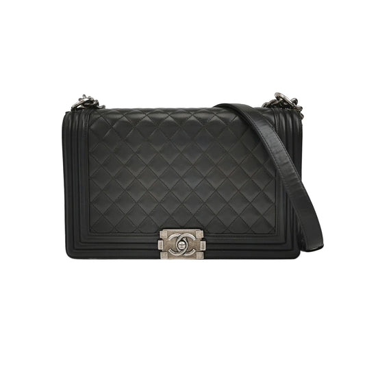 Chanel Leboy Classic Large Lambskin Quilted CC Lock Shoulder Bag