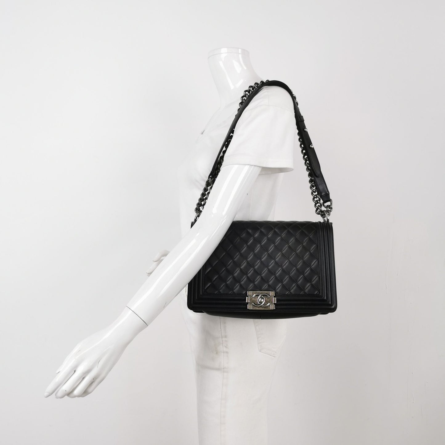 Chanel Leboy Classic Large Lambskin Quilted CC Lock Shoulder Bag