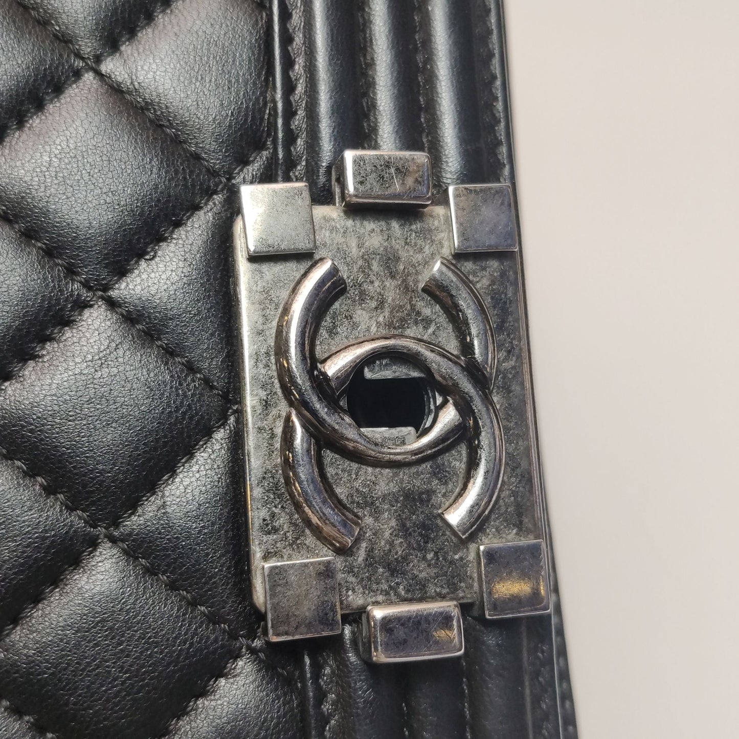 Chanel Leboy Classic Large Lambskin Quilted CC Lock Shoulder Bag