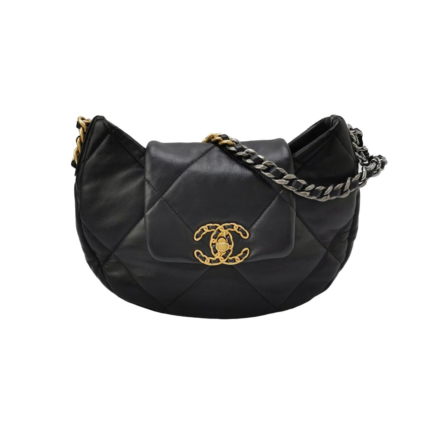 Preloved Chanel 19Bag Lamb Skin Quilted CC Turnlock Shoulder Bag 250502781175971