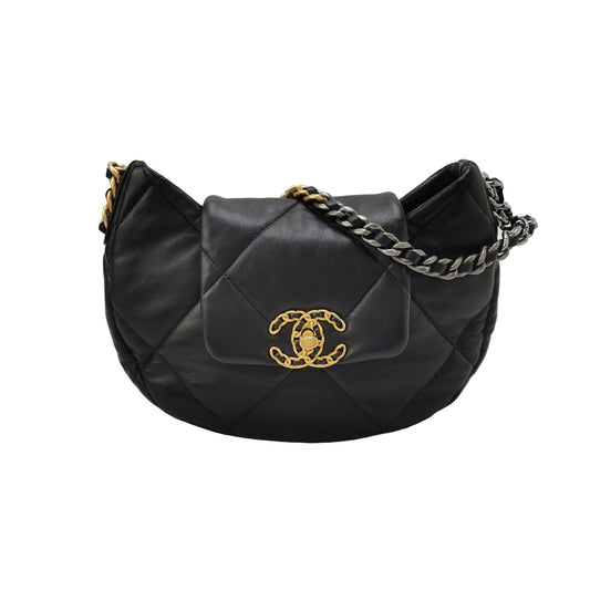 Preloved Chanel 19Bag Lamb Skin Quilted CC Turnlock Shoulder Bag 250502781175971