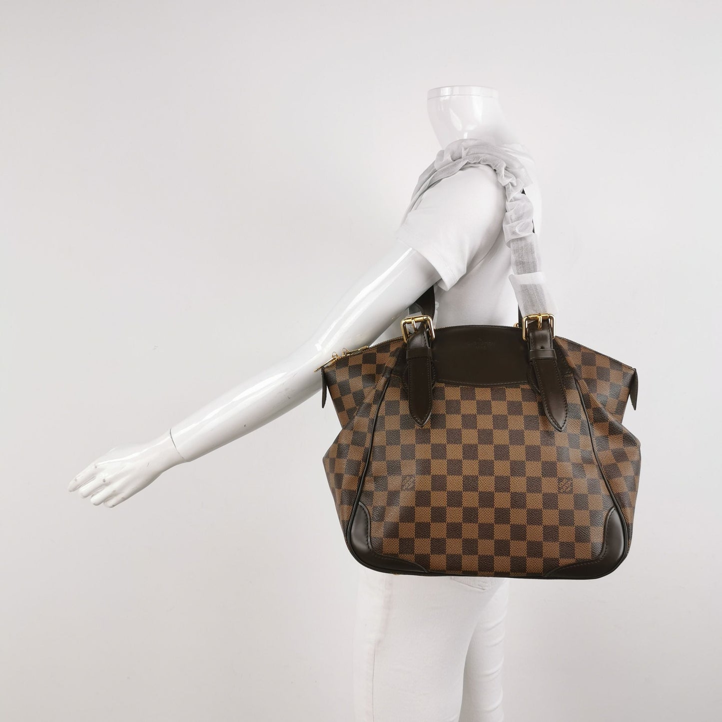 Louis Vuitton Verona Leather Checkerboard Logo Embellished Tote Shoulder Bag 250514781192823