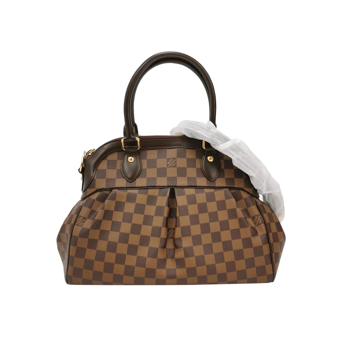 Louis Vuitton Trevi Leather Checkered Pleated Shoulder Bag 24121078978257
