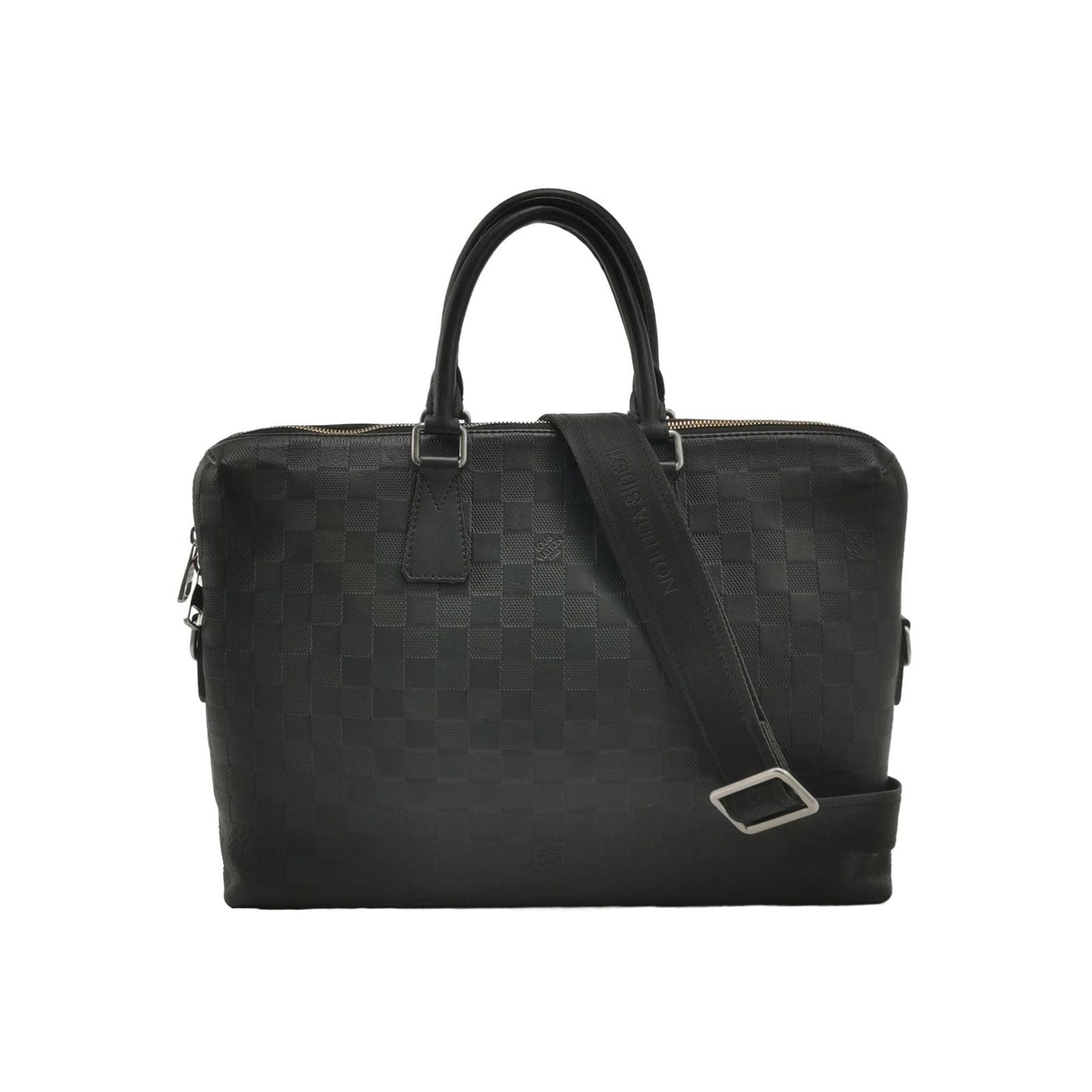 Louis Vuitton Porte-Documents Jour Leather Checkerboard Trim Briefcase Crossbody Shoulder Bag 24122778998260
