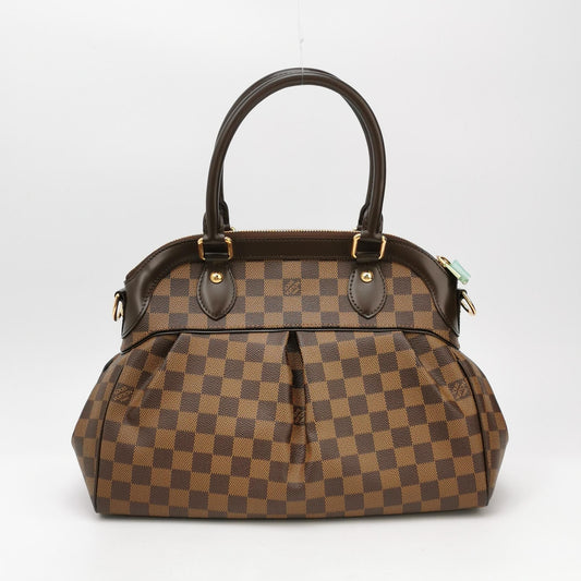 Louis Vuitton Trevi Leather Checkered Pleated Shoulder Bag 24121078978257