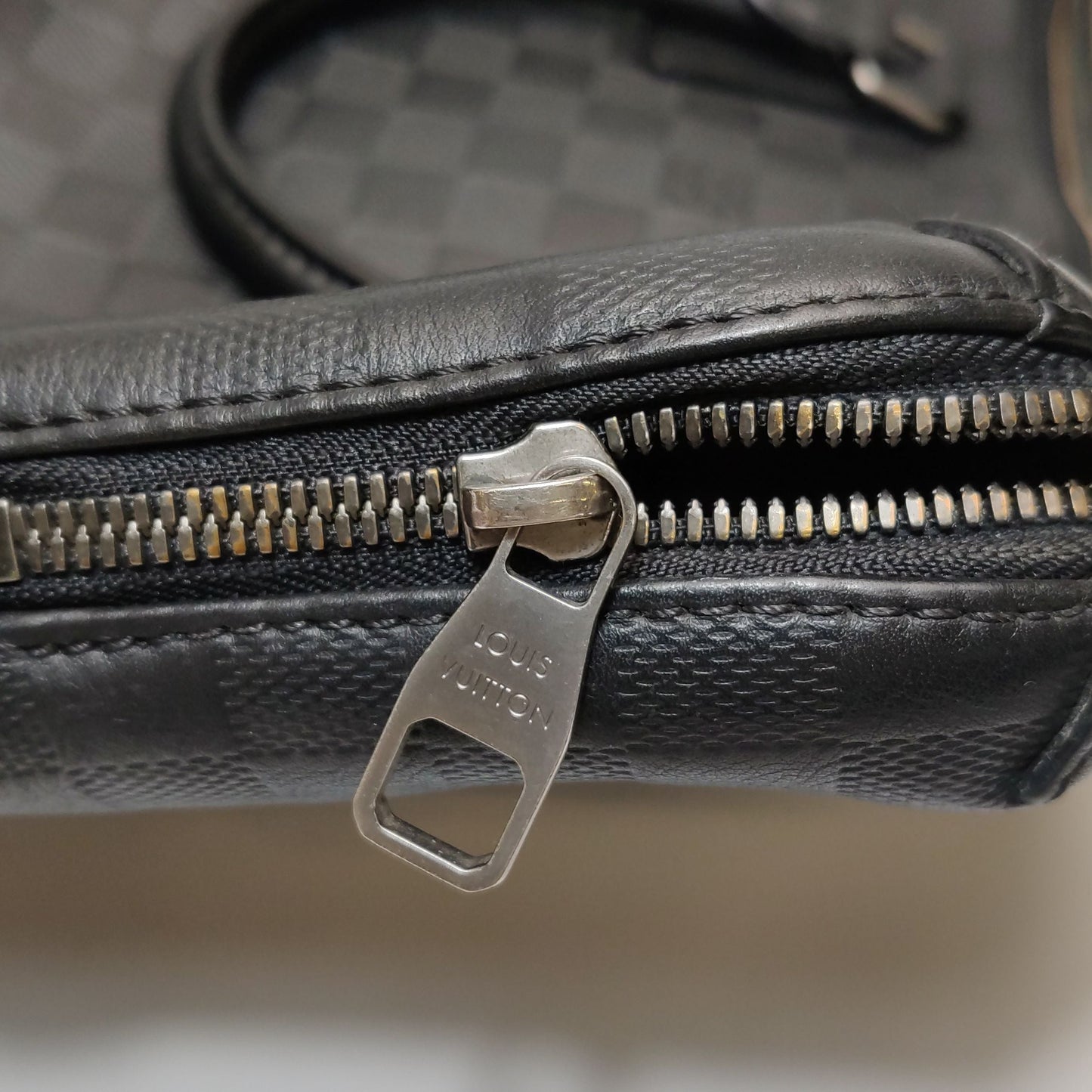 Louis Vuitton Porte-Documents Jour Leather Checkerboard Trim Briefcase Crossbody Shoulder Bag 24122778998260