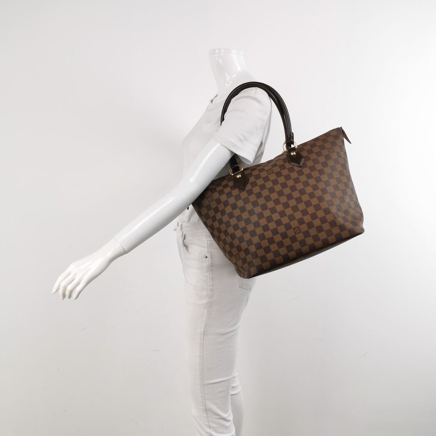 Louis Vuitton Saleya Leather Checkered Zip Shoulder Bag 24120478970146