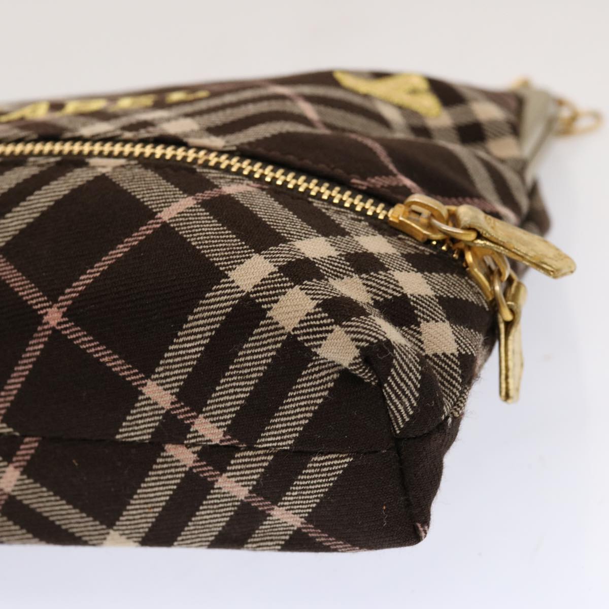 Burberry Nova Check Blue Label Chain Shoulder Bag Canvas Brown Auth 69961