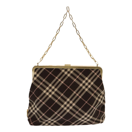 Burberry Nova Check Blue Label Chain Shoulder Bag Canvas Brown Auth 69961