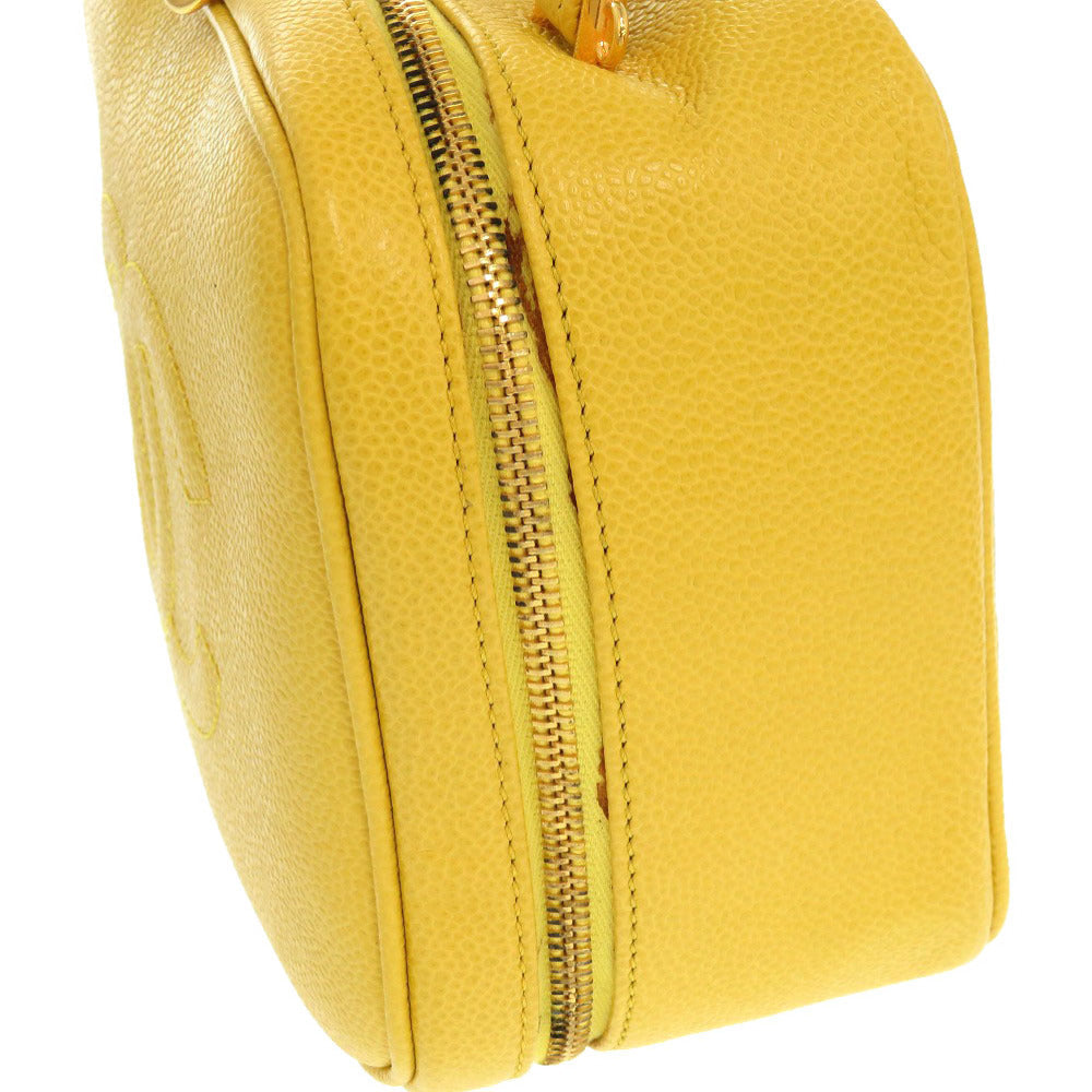 CHANEL Shoulder Bag Caviar skin yellow COCO Mark Vanity Bag