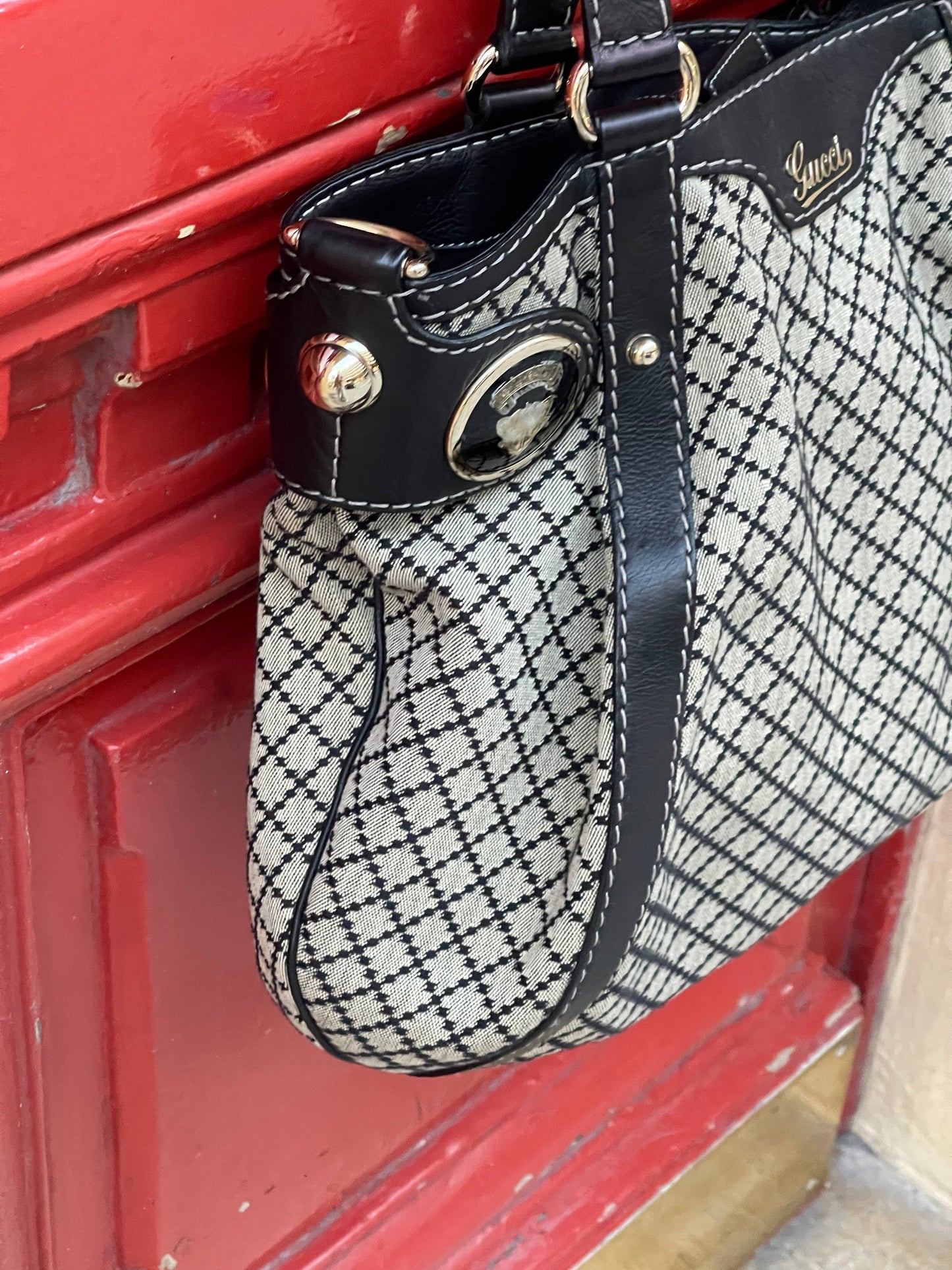 Gucci - Sac Crest Boule diamante en toile