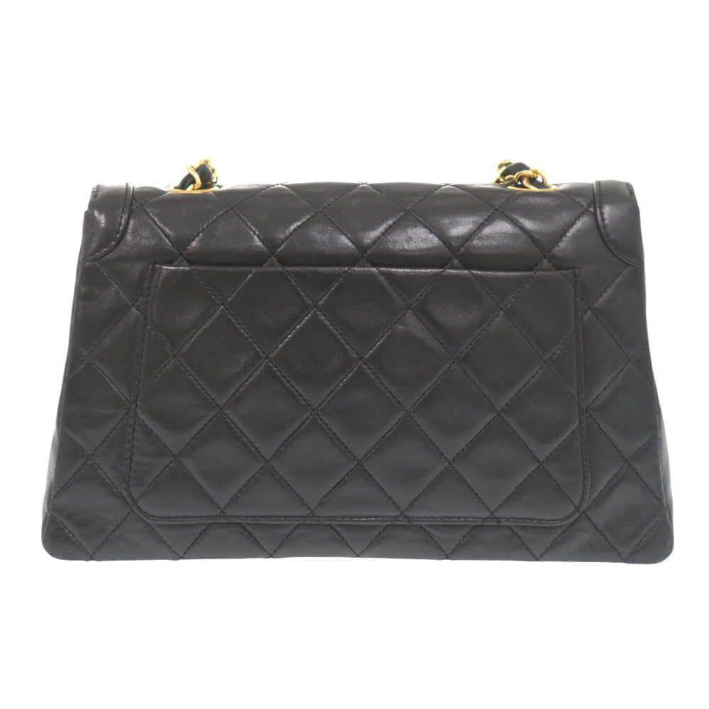 CHANEL Shoulder Bag lambskin black vintage Flap Matelasse