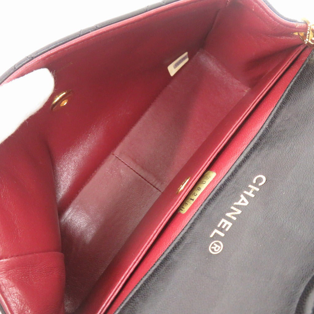 CHANEL Shoulder Bag lambskin black vintage Flap Matelasse