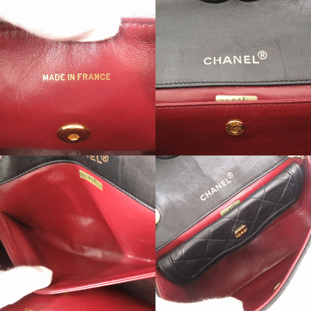 CHANEL Shoulder Bag lambskin black vintage Flap Matelasse