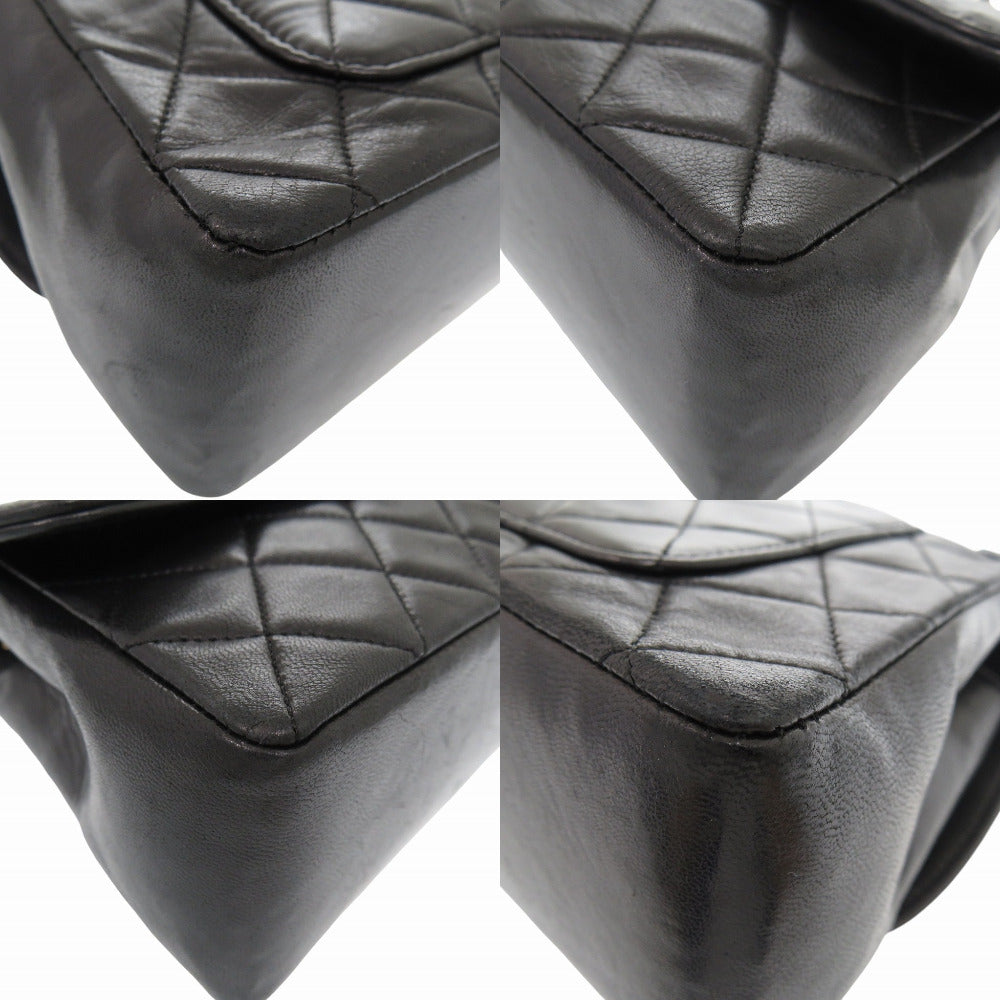 CHANEL Shoulder Bag lambskin black vintage Flap Matelasse