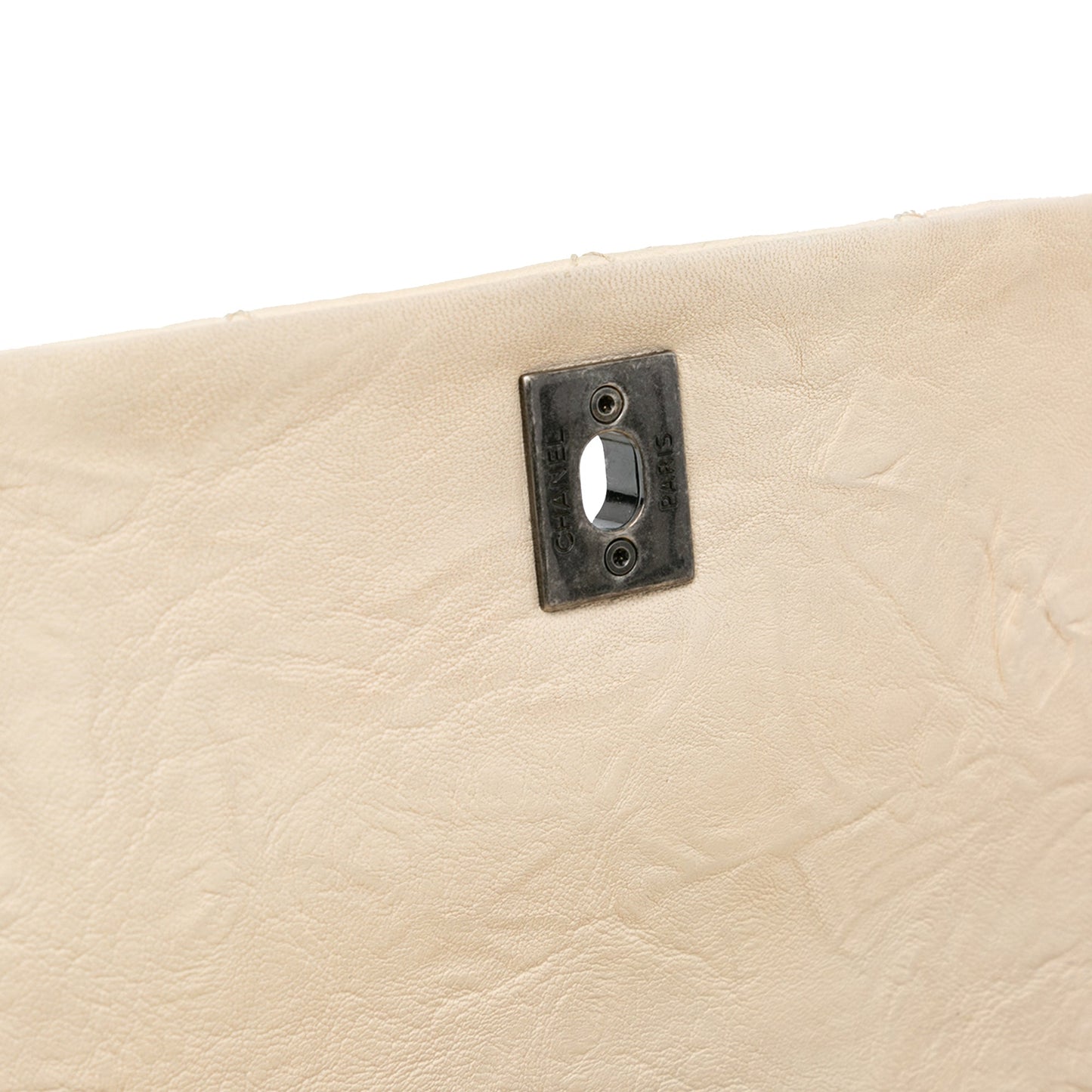 White Chanel CC Quilted Calfskin Aged Shoulder Bag