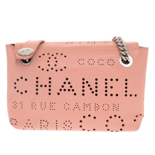 CHANEL Shoulder Bag leather pink Punching COCO Mark