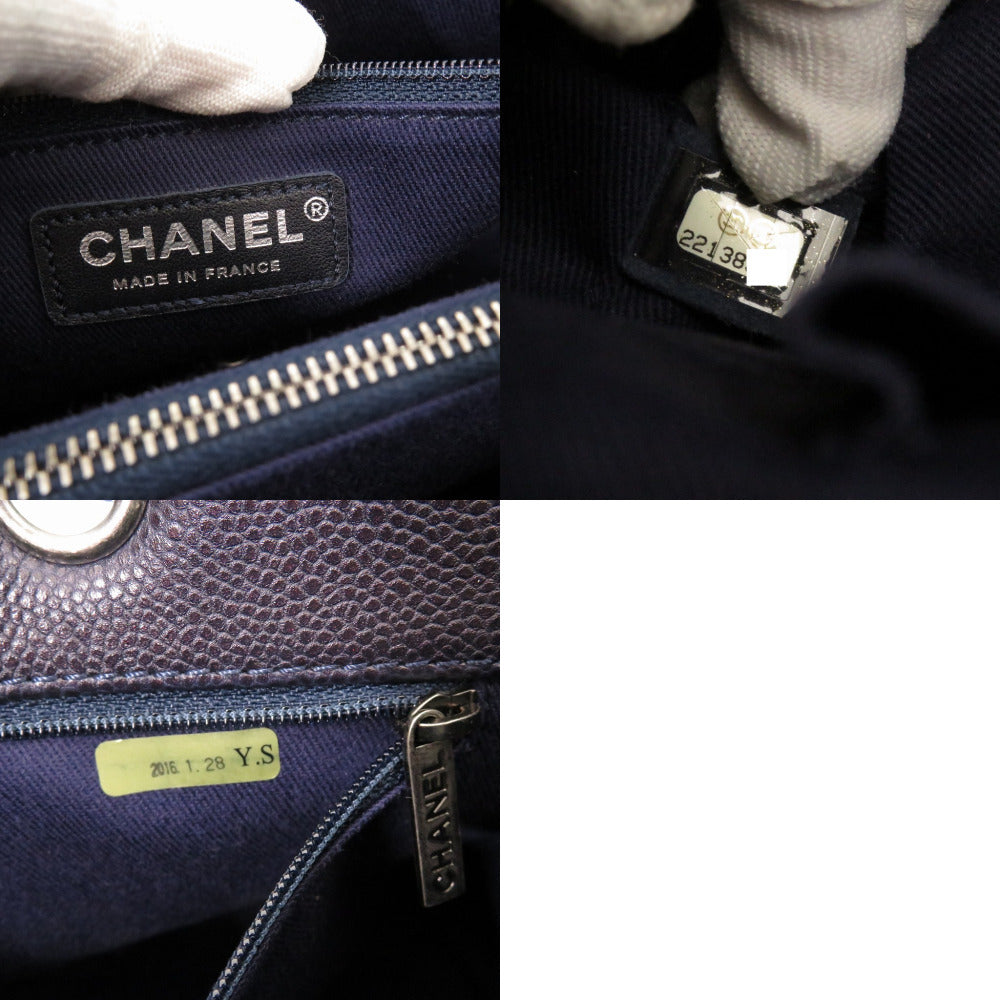 CHANEL Shoulder Bag Caviar skin Navy COCO Mark
