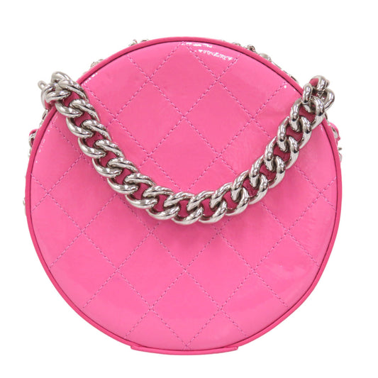 CHANEL Shoulder Bag enamel pink COCO Mark Round Chain Shoulder Bag