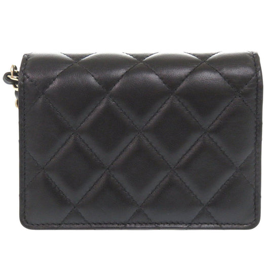 CHANEL Shoulder Bag lambskin black Matelasse Camellia COCO Mark Ribbon