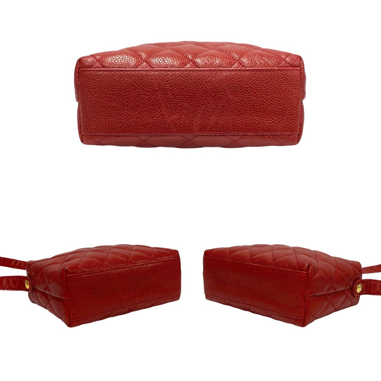 CHANEL Shoulder Bag Matt caviar skin Red Matrasse