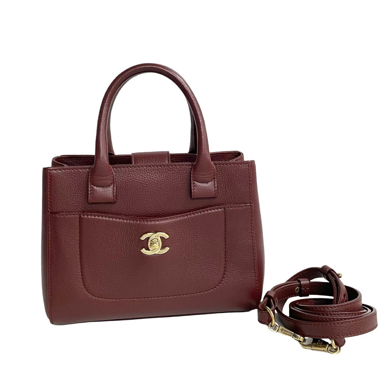 CHANEL Shoulder Bag Matt caviar skin wine-red Neo Executive Tote