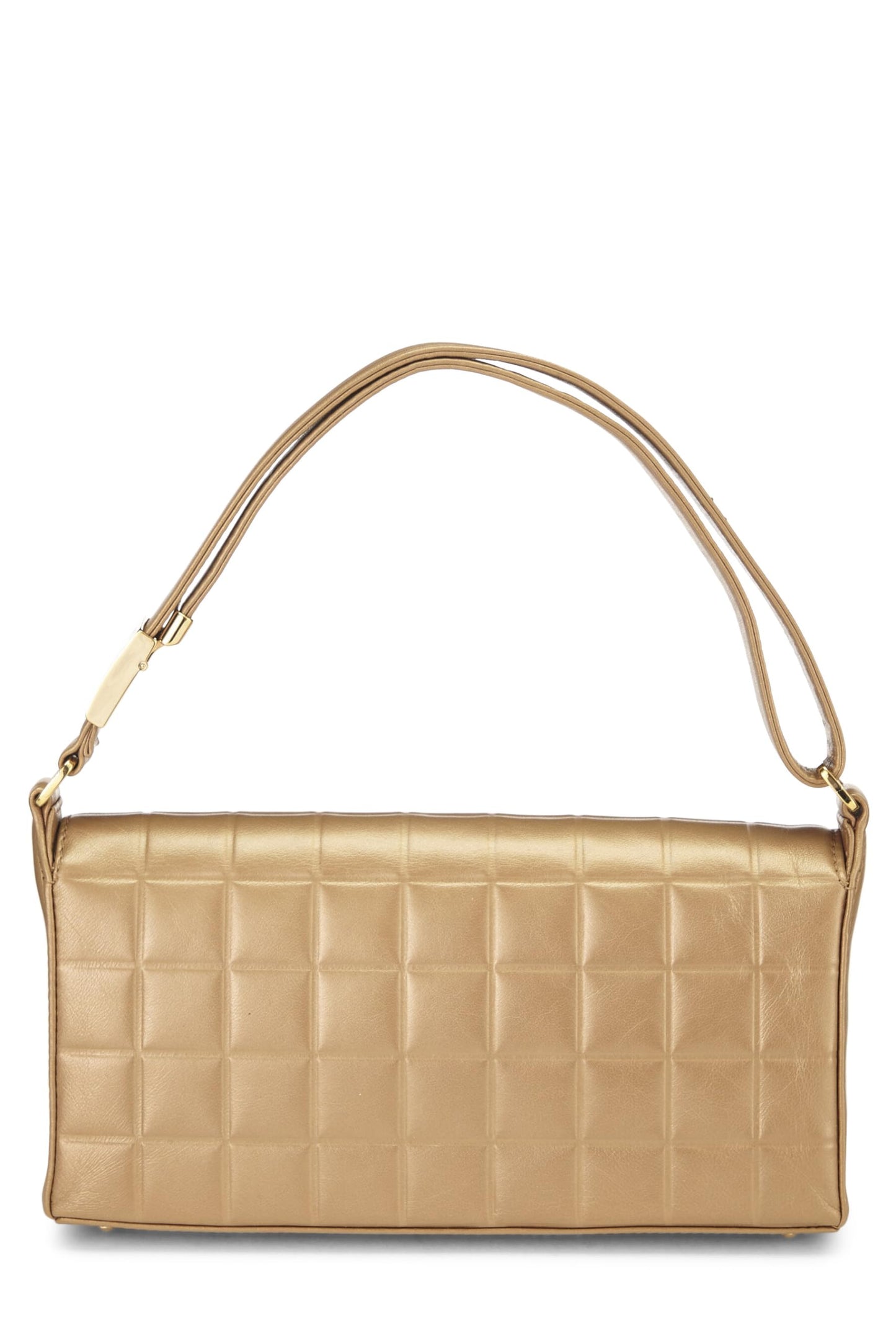 Chanel,  Gold Leather Chocolate Bar Shoulder Bag Medium, Gold
