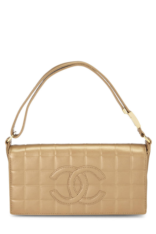 Chanel,  Gold Leather Chocolate Bar Shoulder Bag Medium, Gold