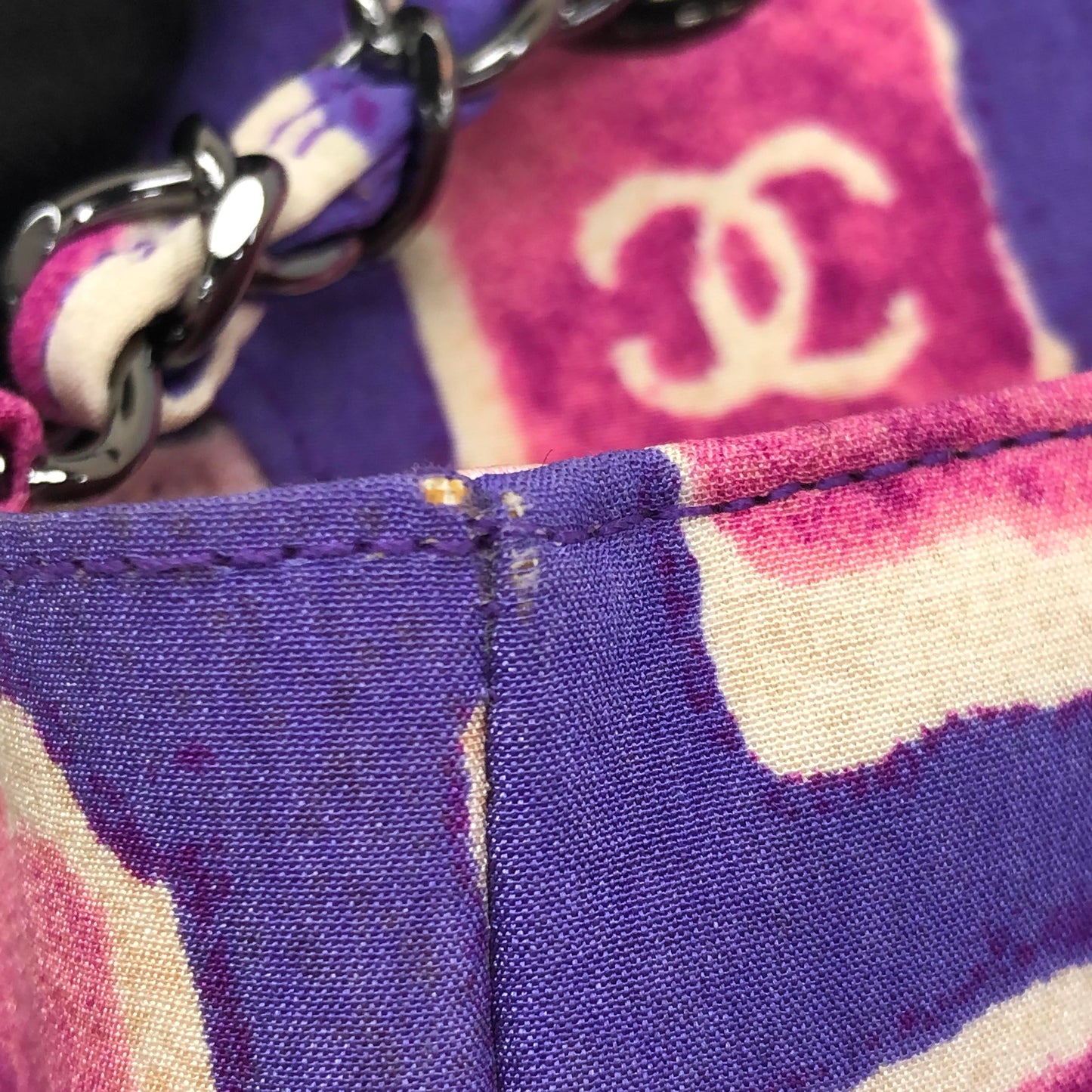 Chanel Flap Shoulder Bag Frame Purple Pink Cloth 2000-2002 Single Chain