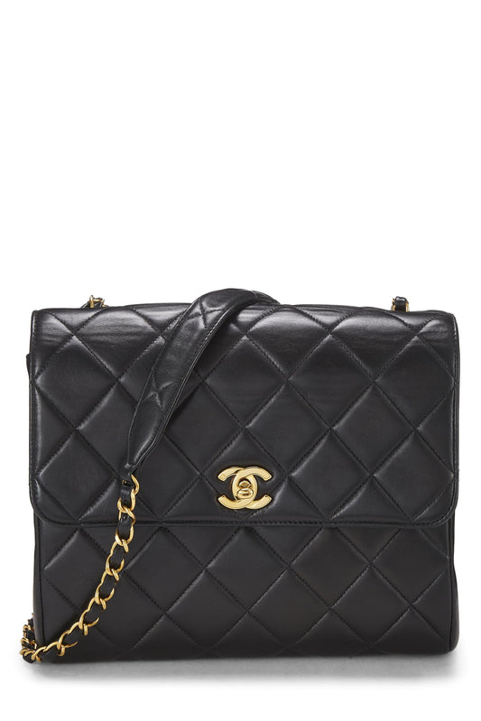 Chanel,  Black Quilted Lambskin 'CC' Square Shoulder Bag, Black