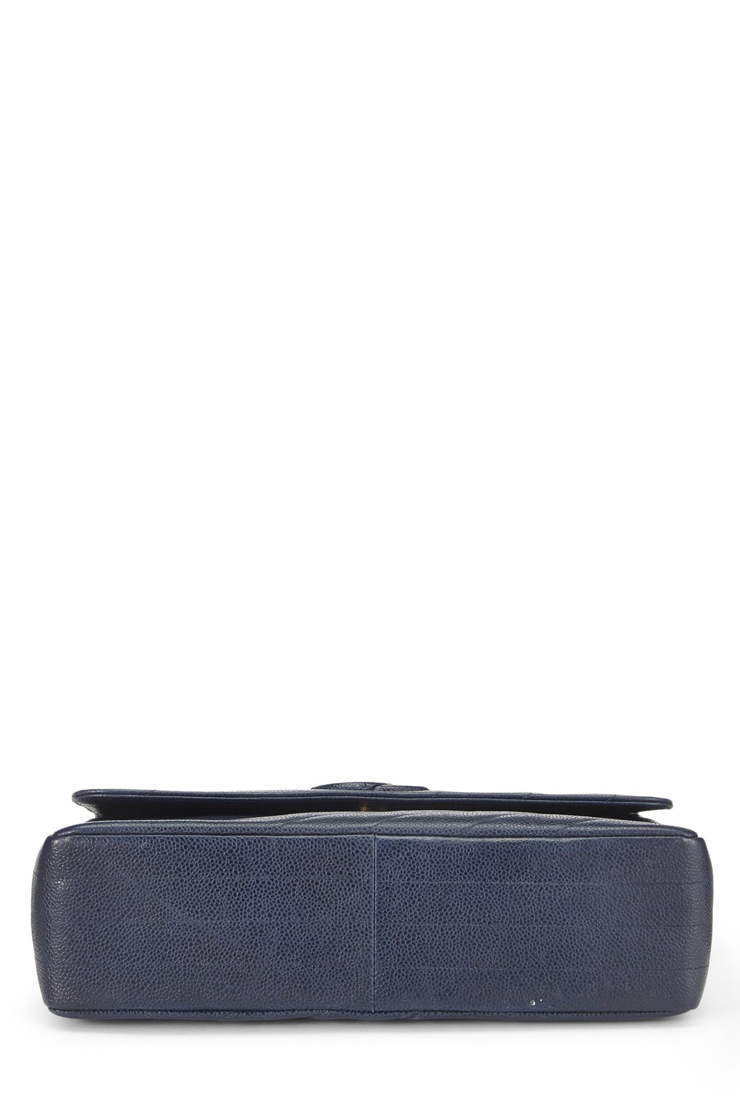 Chanel,  Navy Caviar Diagonal Quilted Shoulder Bag Jumbo, Navy