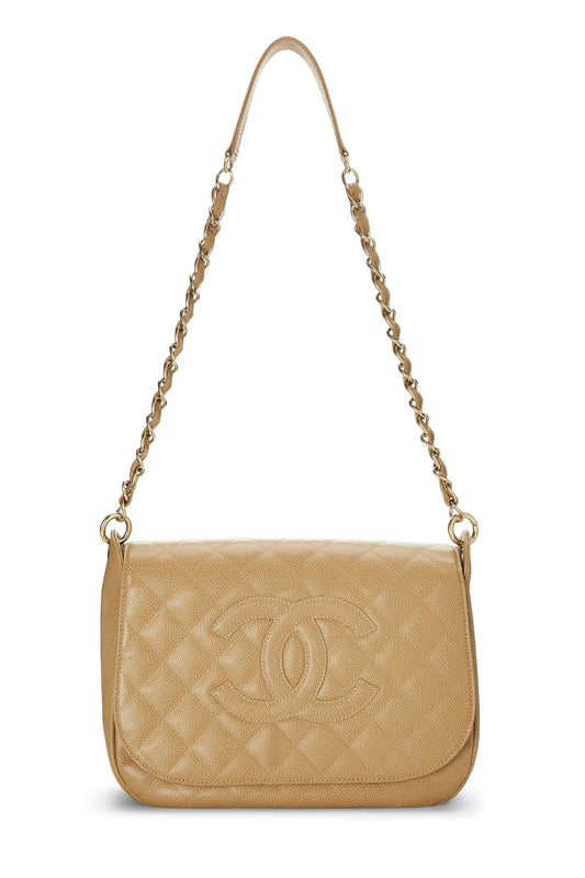 Chanel,  Beige Caviar Timeless CC Flap Shoulder, Beige