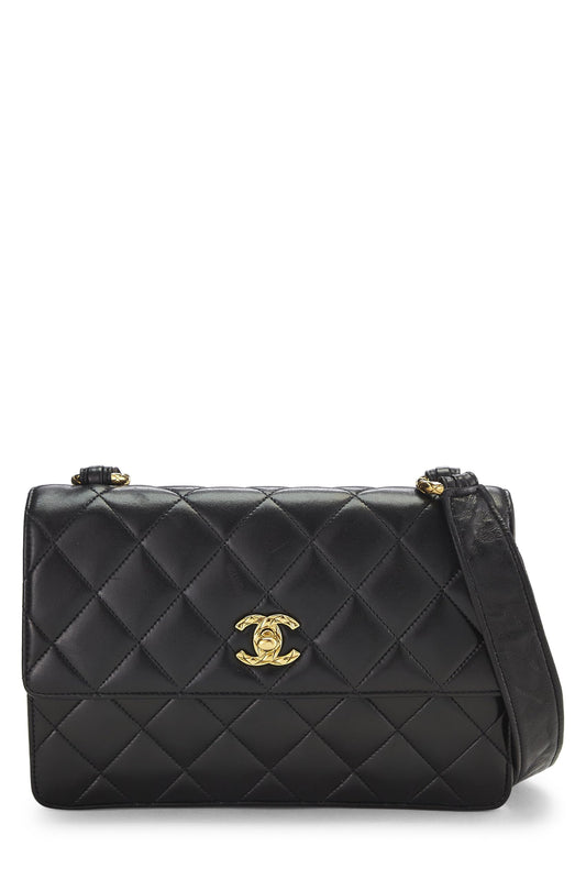 Chanel,  Black Quilted Lambskin Shoulder Bag, Black