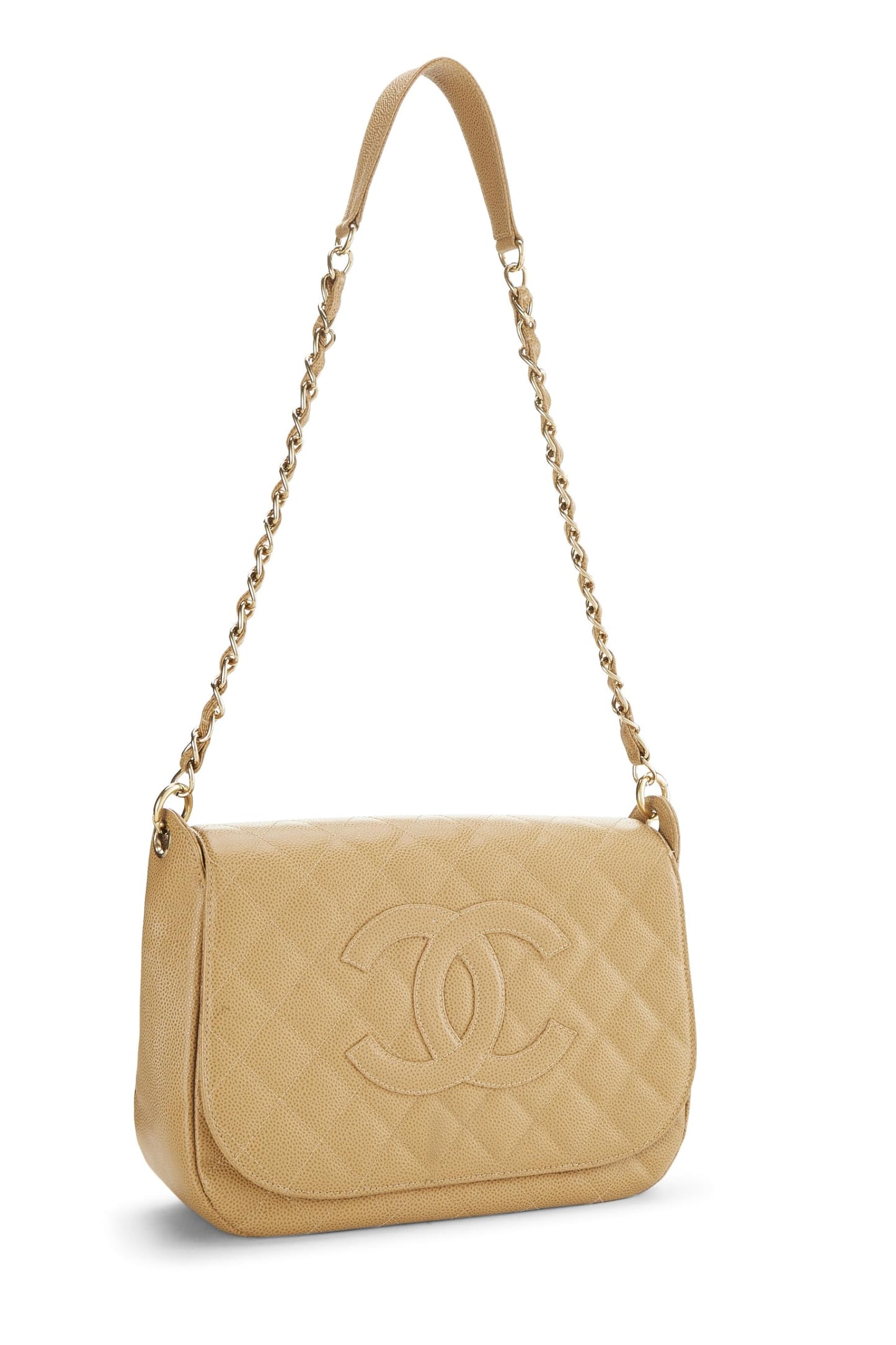 Chanel,  Beige Caviar Timeless CC Flap Shoulder, Beige
