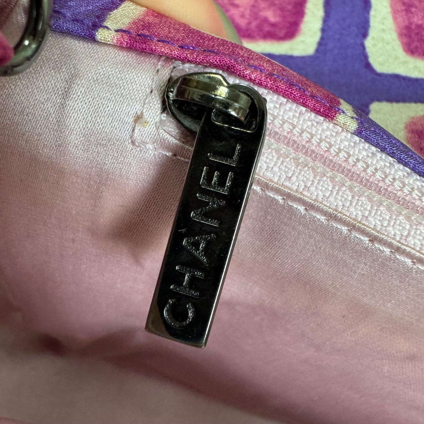Chanel Flap Shoulder Bag Frame Purple Pink Cloth 2000-2002 Single Chain