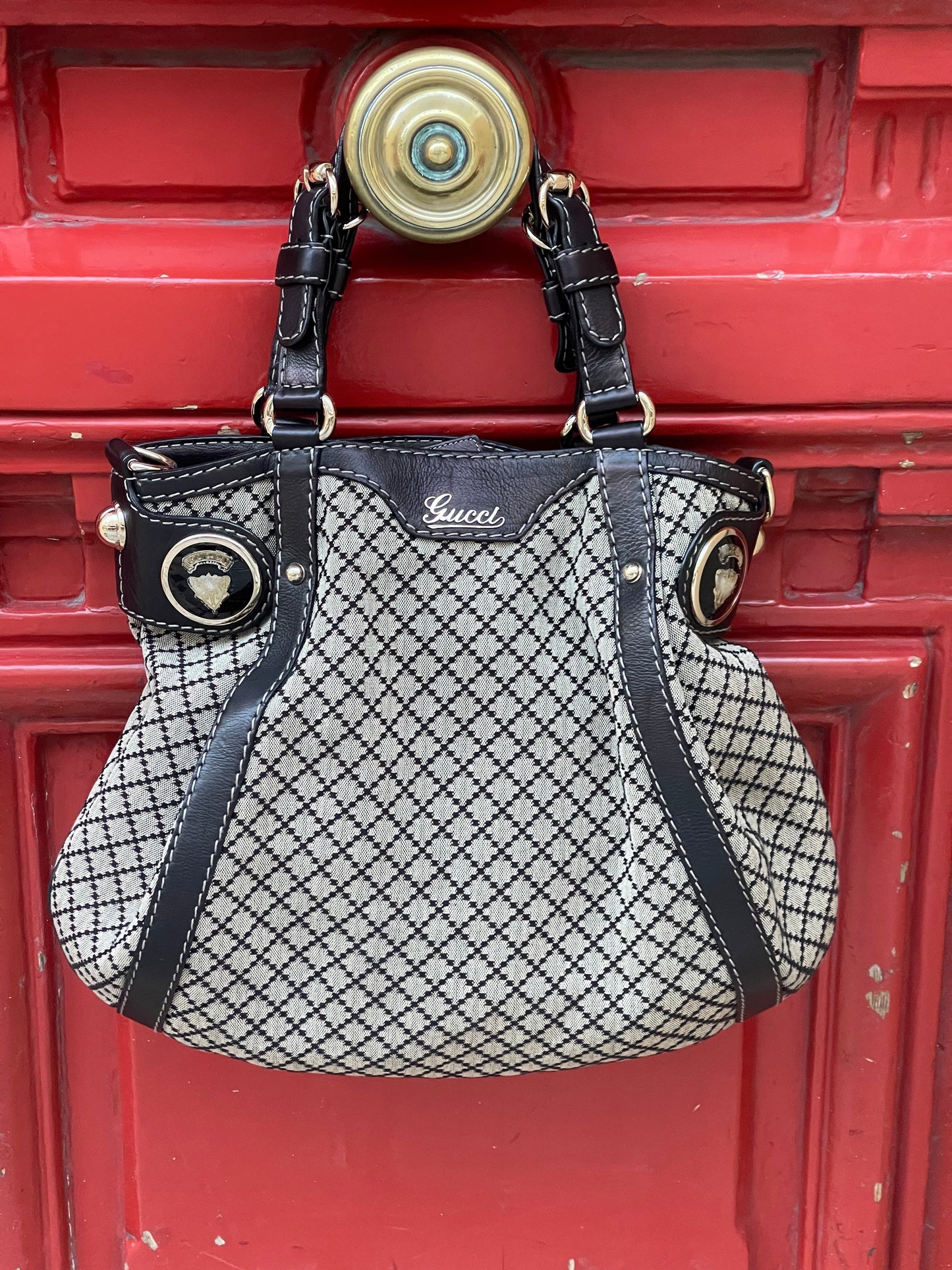 Gucci - Sac Crest Boule diamante en toile