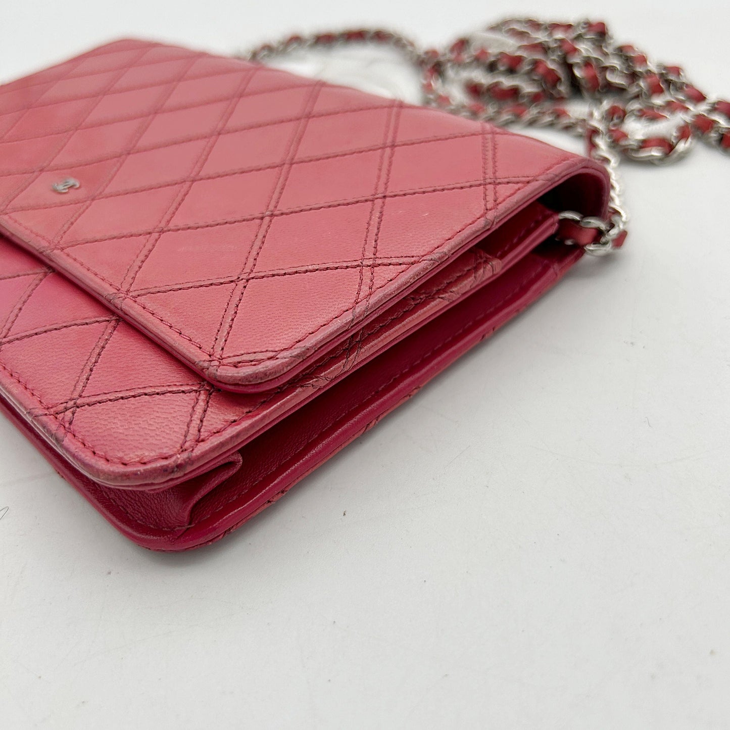 Chanel Matelasse Chain Wallet A33814 Women's Lambskin Chain/Shoulder Wallet Pink LA17738