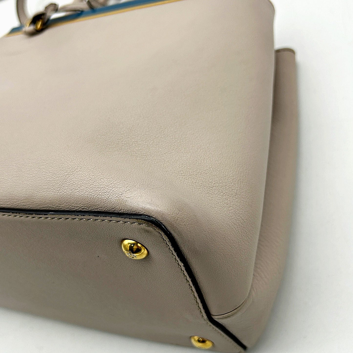 FENDI Vitello Dolce Century Petite 2Jours Tote Grigio Polvere Ciclamino  LA10258