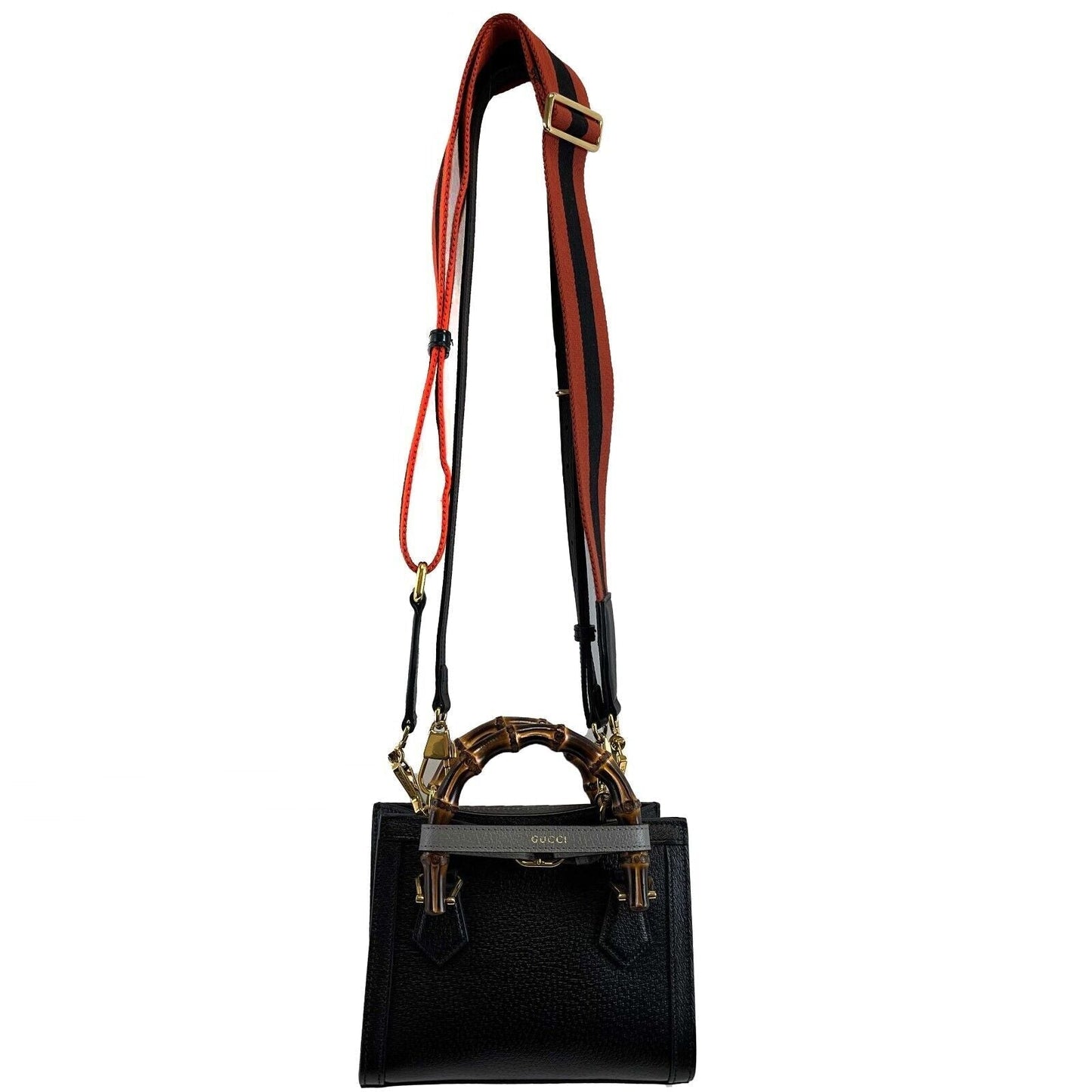 GUCCI Excellent Mini Diana NM Bamboo Handle Tote Black Crossbody Bag