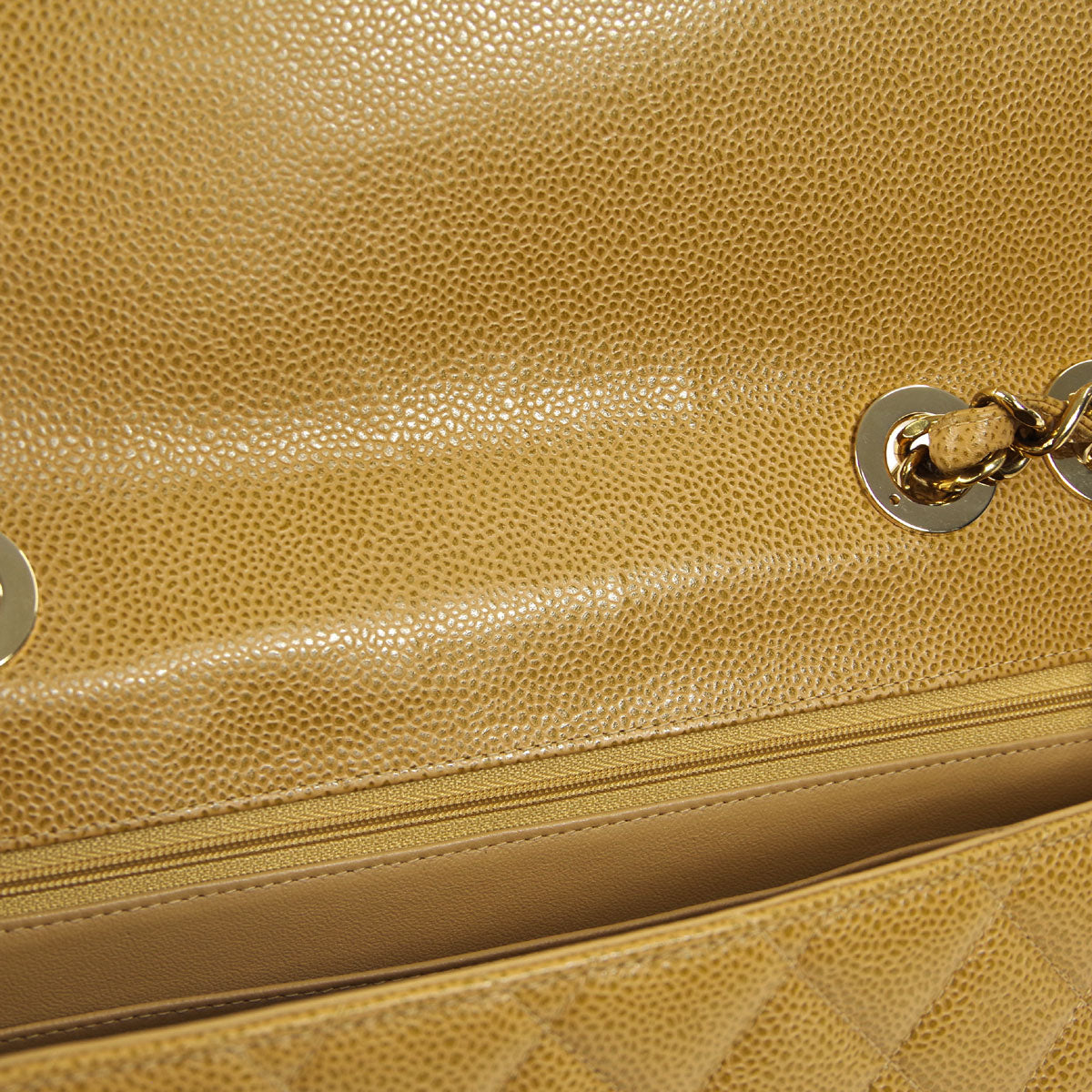 Chanel 2001-2003 * Beige Caviar Jumbo Classic Flap Shoulder Bag